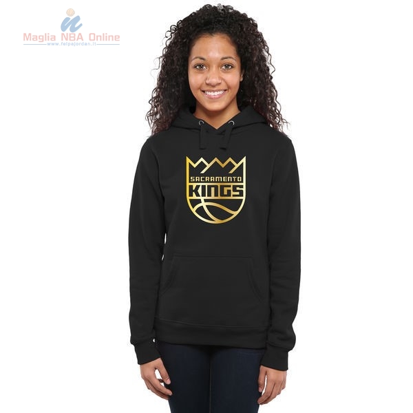 Acquista Felpe Con Cappuccio NBA Donna Sacramento Kings Nero Oro