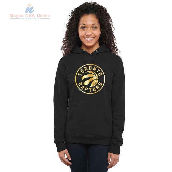 Acquista Felpe Con Cappuccio NBA Donna Toronto Raptors Nero Oro