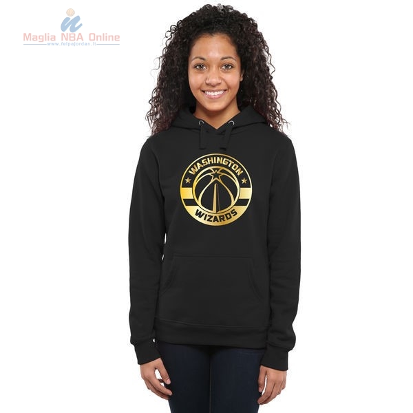 Acquista Felpe Con Cappuccio NBA Donna Washington Wizards Nero Oro