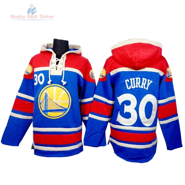 Acquista Felpe Con Cappuccio NBA Golden State Warriors #30 Curry Blu Rosso