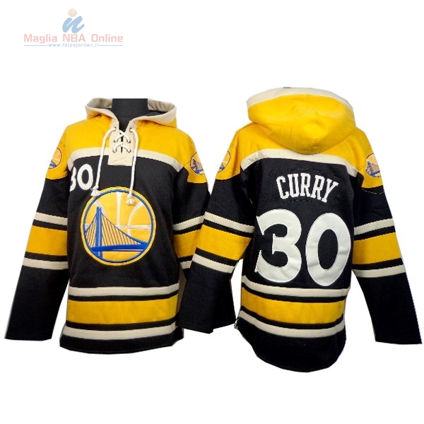 Acquista Felpe Con Cappuccio NBA Golden State Warriors #30 Curry Nero Giallo