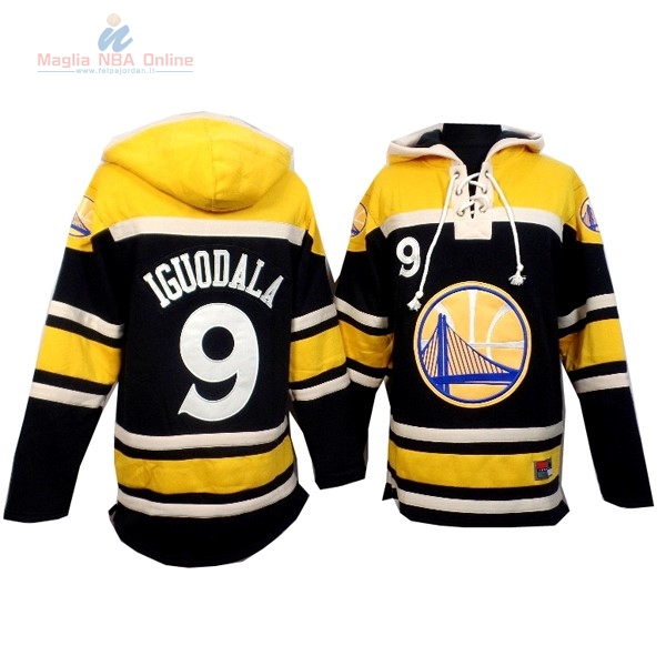 Acquista Felpe Con Cappuccio NBA Golden State Warriors #9 Andre Iguodala Nero Giallo