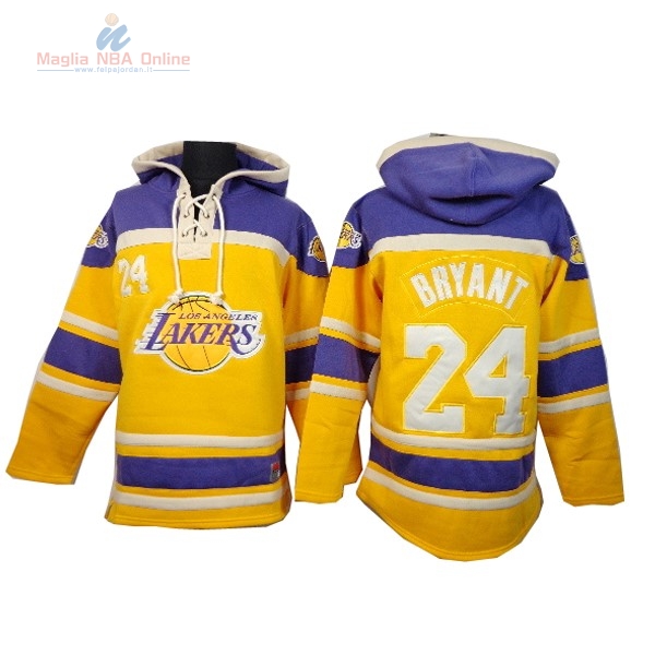 Acquista Felpe Con Cappuccio NBA Los Angeles Lakers #24 Kobe Bryant Giallo