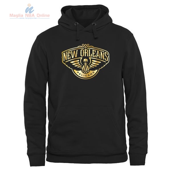Acquista Felpe Con Cappuccio NBA New Orleans Pelicans Nero Oro