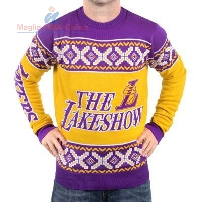 Acquista Maglione Ugly Unisex Los Angeles Lakers Giallo Porpora