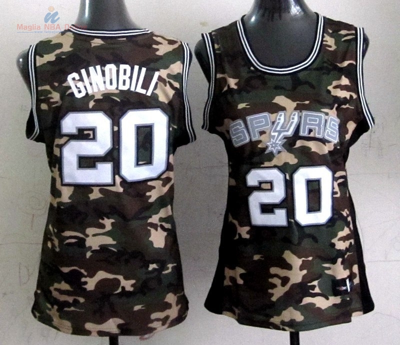 Acquista Maglia NBA Donna 2013 Camouflage Moda #20 Manu Ginóbili