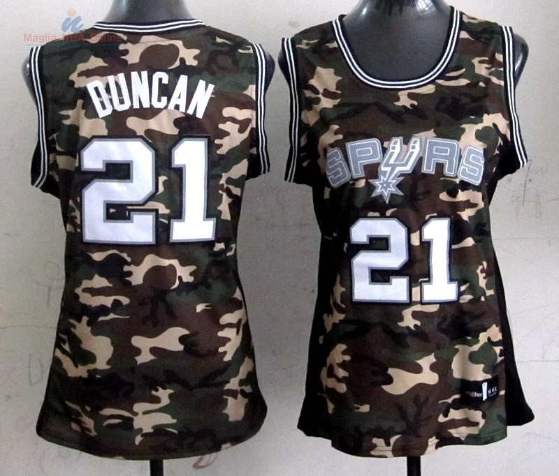 Acquista Maglia NBA Donna 2013 Camouflage Moda #21 Tim Duncan