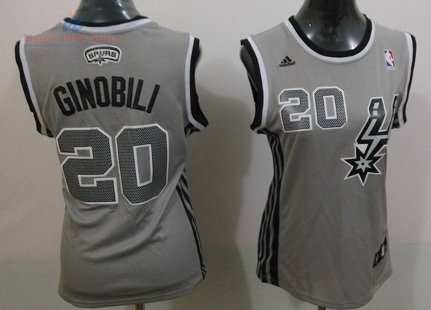 Acquista Maglia NBA Donna 2013 Fashion Statico #20 Manu Ginóbili Grigio