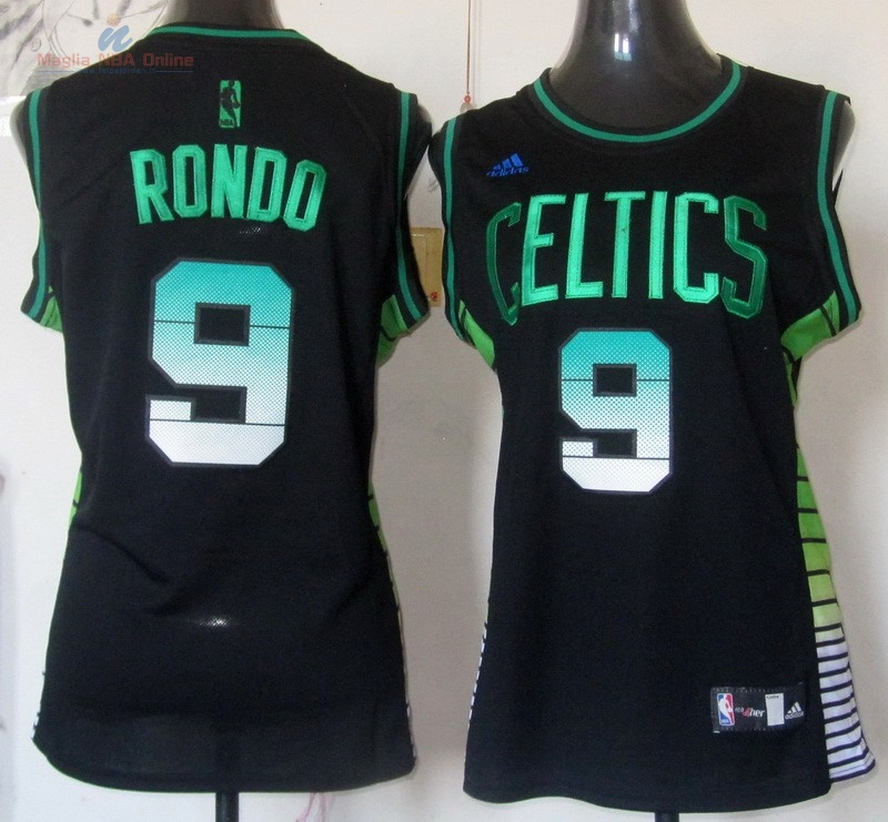 Acquista Maglia NBA Donna Boston Celtics #9 Rajon Rondo Nero Verde