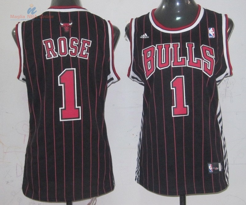 Acquista Maglia NBA Donna Chicago Bulls #1 Derrick Rose Nero Striscia