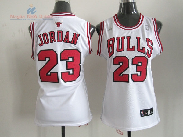 Acquista Maglia NBA Donna Chicago Bulls #23 Michael Jordan Rosso Bianco