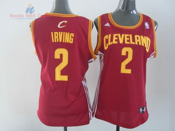 Acquista Maglia NBA Donna Cleveland Cavaliers #2 Kyrie Irving Rosso Giallo