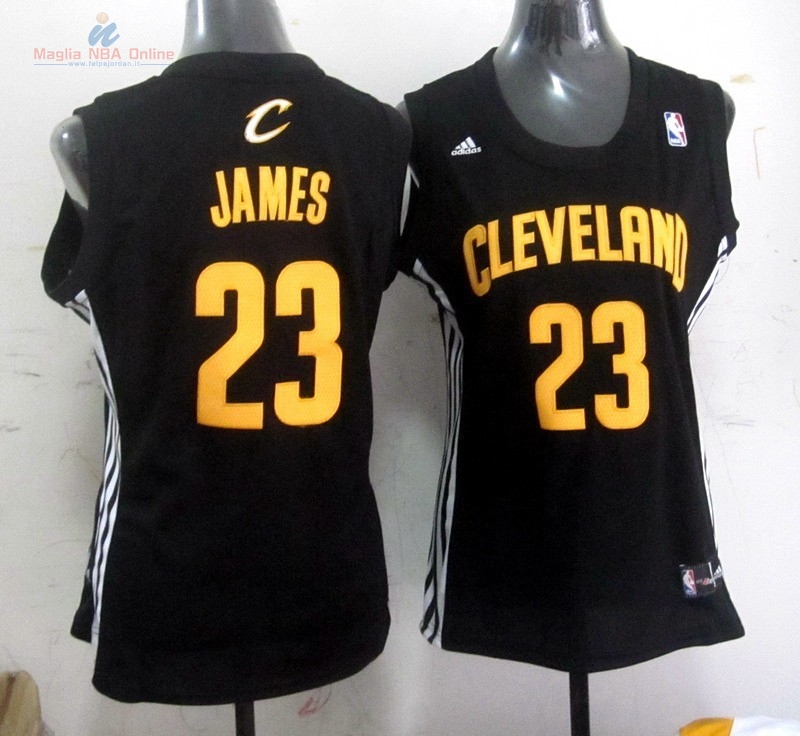 Acquista Maglia NBA Donna Cleveland Cavaliers #23 LeBron James Nero