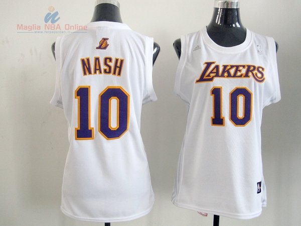 Acquista Maglia NBA Donna Los Angeles Lakers #10 Steve Nash Bianco