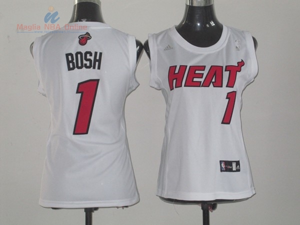 Acquista Maglia NBA Donna Miami Heat #1 Chris Bosh Bianco