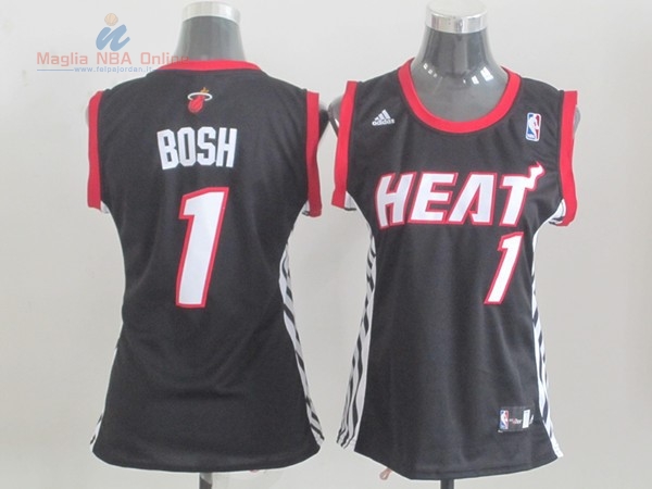 Acquista Maglia NBA Donna Miami Heat #1 Chris Bosh Nero