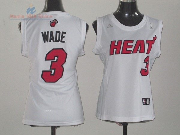 Acquista Maglia NBA Donna Miami Heat #3 Dwyane Wade Bianco