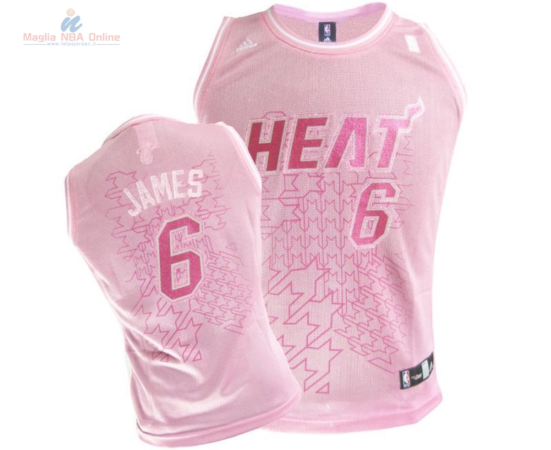 Acquista Maglia NBA Donna Miami Heat #6 LeBron James Rose