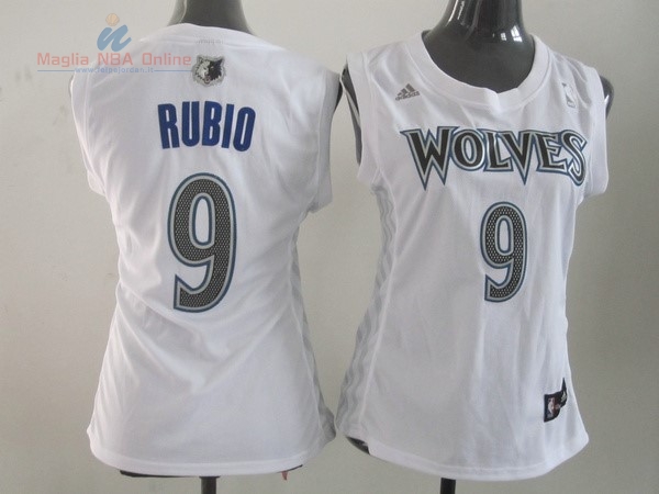 Acquista Maglia NBA Donna Minnesota Timberwolves #9 Ricky Rubio Bianco