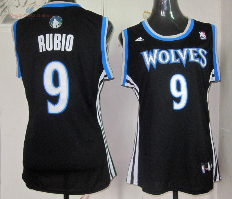 Acquista Maglia NBA Donna Minnesota Timberwolves #9 Ricky Rubio Nero