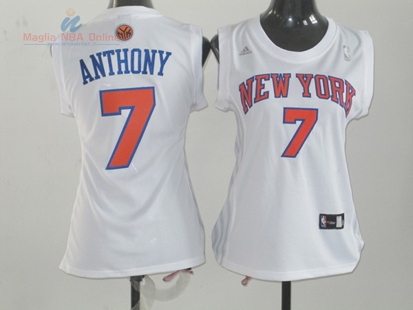 Acquista Maglia NBA Donna New York Knicks #7 Carmelo Anthony Bianco Arancia