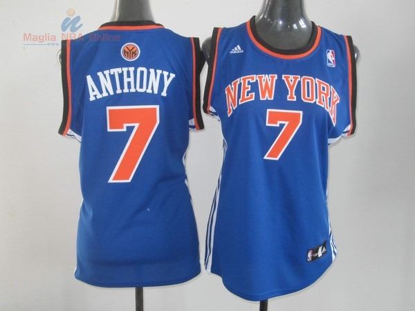 Acquista Maglia NBA Donna New York Knicks #7 Carmelo Anthony Blu Arancia