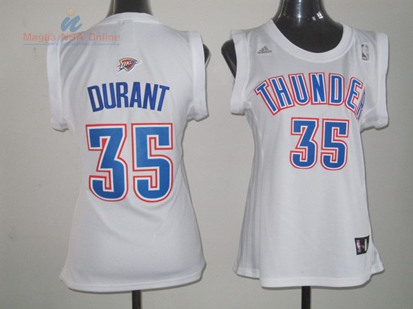 Acquista Maglia NBA Donna Oklahoma City Thunder #35 Kevin Durant Bianco Blu