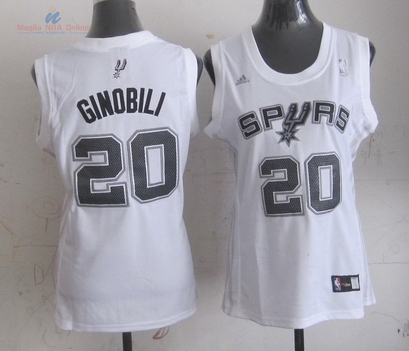 Acquista Maglia NBA Donna San Antonio Spurs #20 Manu Ginóbili Bianco