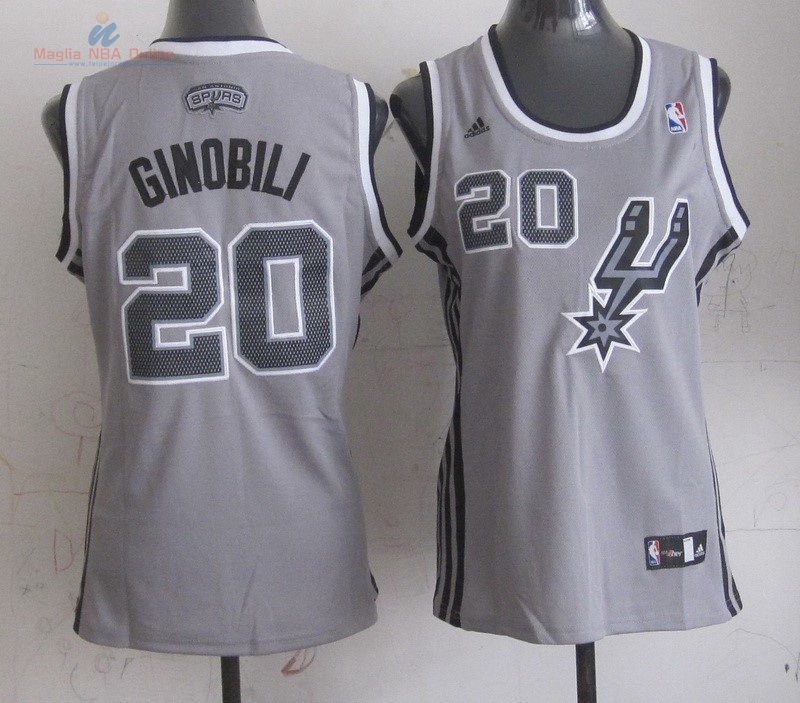 Acquista Maglia NBA Donna San Antonio Spurs #20 Manu Ginóbili Grigio