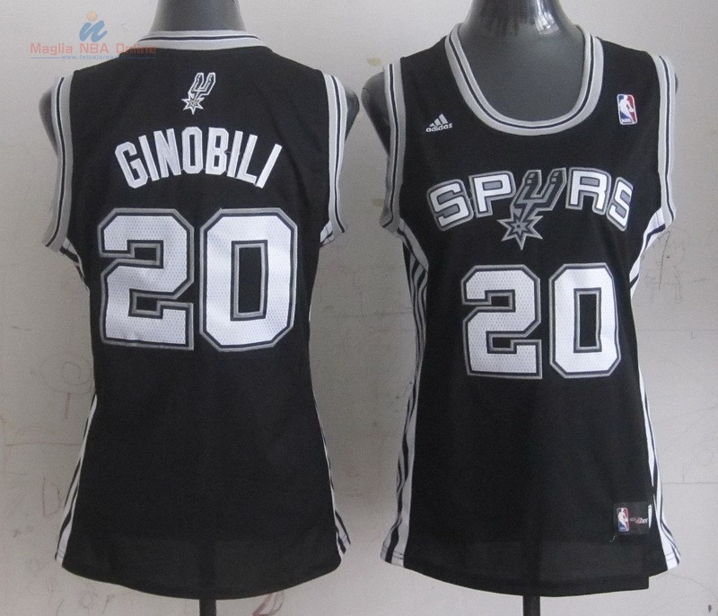 Acquista Maglia NBA Donna San Antonio Spurs #20 Manu Ginóbili Nero