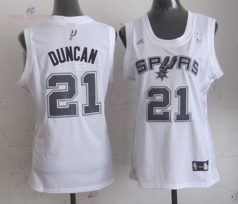 Acquista Maglia NBA Donna San Antonio Spurs #21 Tim Duncan Bianco