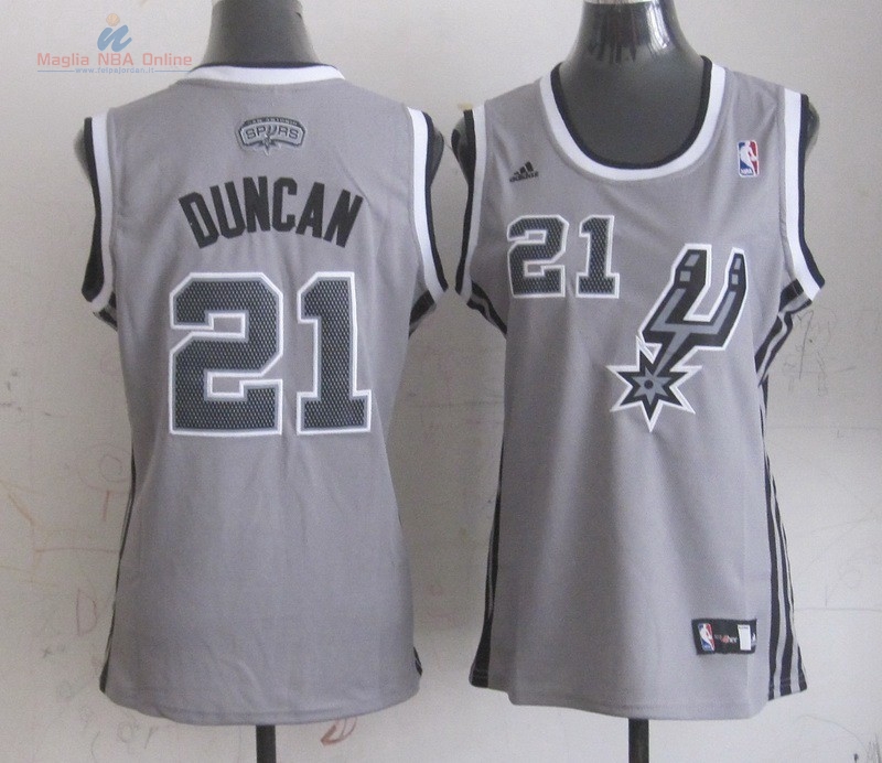 Acquista Maglia NBA Donna San Antonio Spurs #21 Tim Duncan Grigio