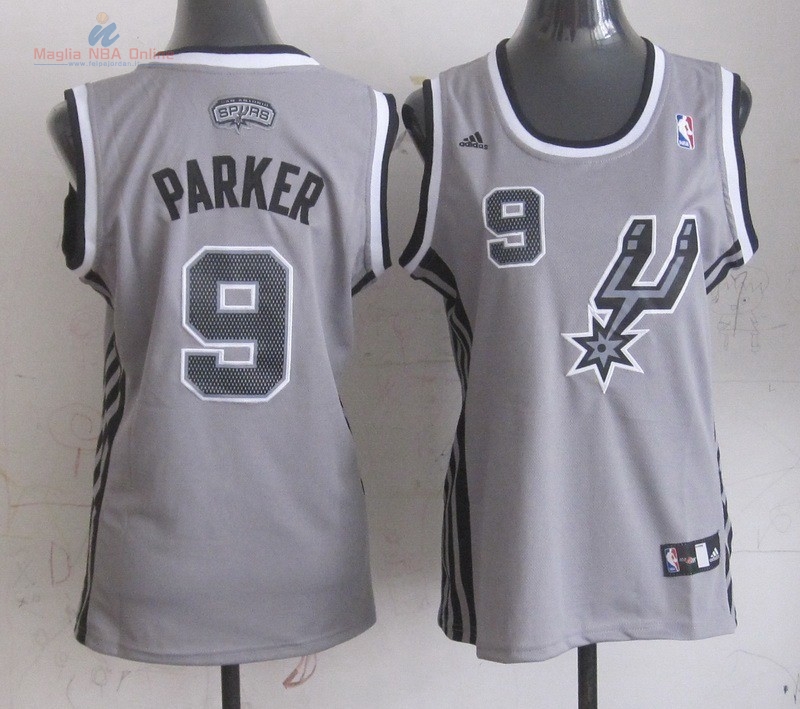 Acquista Maglia NBA Donna San Antonio Spurs #9 Tony Parker Grigio