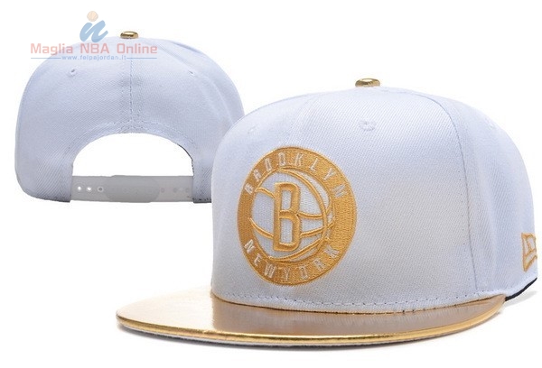 Acquista Cappelli 2016 Brooklyn Nets Bianco Oro