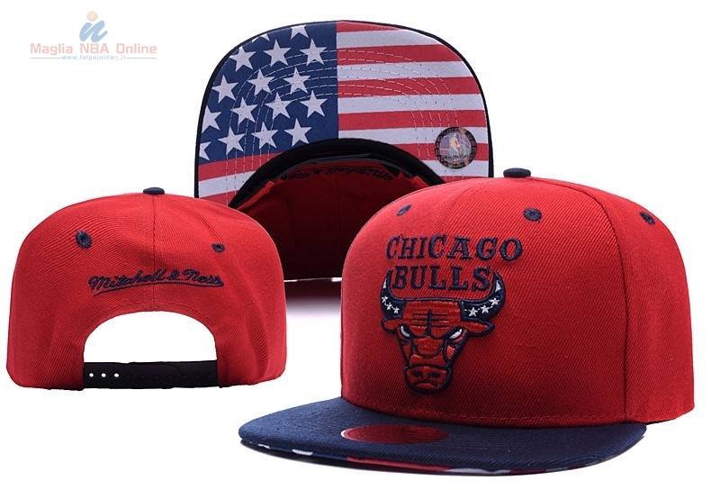 Acquista Cappelli 2016 Chicago Bulls USA Bandiera Rosso Blu