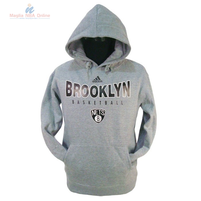 Acquista Felpe Con Cappuccio NBA 2016 Brooklyn Nets Grigio