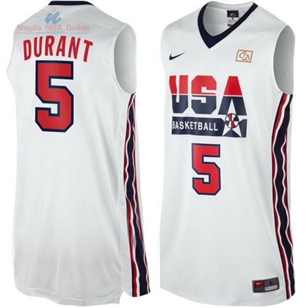 Acquista Maglia NBA 1992 USA #5 Kevin Durant Bianco