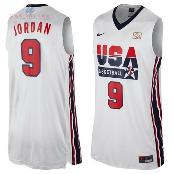 Acquista Maglia NBA 1992 USA #9 Jordan Bianco