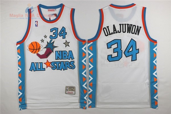 Acquista Maglia NBA 1996 All Star #34 Hakeem Abdul Olajuwon Bianco