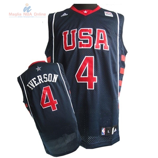 Acquista Maglia NBA 2004 USA #4 Iverson Nero