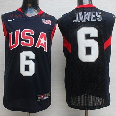 Acquista Maglia NBA 2008 USA #6 James Nero