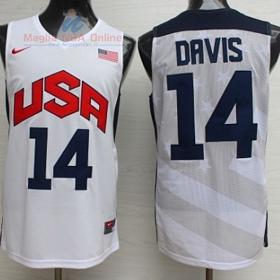 Acquista Maglia NBA 2012 USA #14 Anthony Davis Bianco