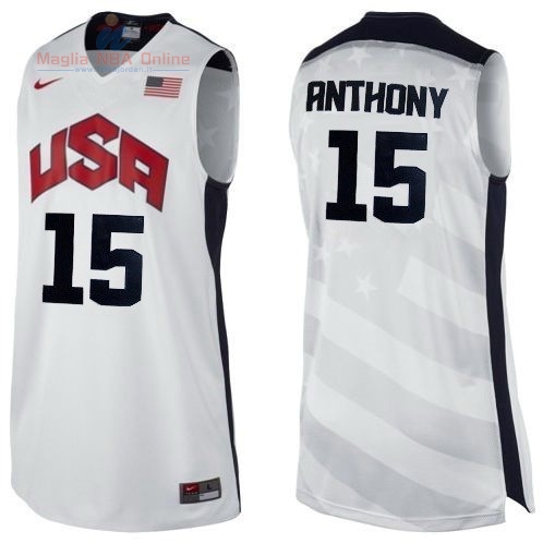 Acquista Maglia NBA 2012 USA #15 Anthony Bianco