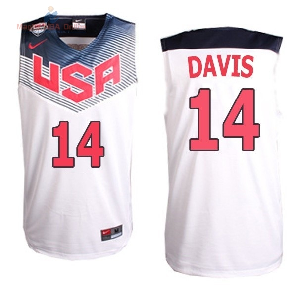 Acquista Maglia NBA 2014 USA #14 Davis Bianco