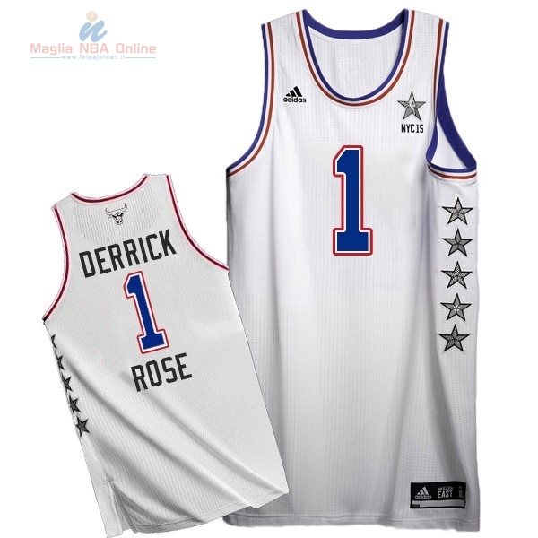 Acquista Maglia NBA 2015 All Star #1 Derrick Rose Bianco