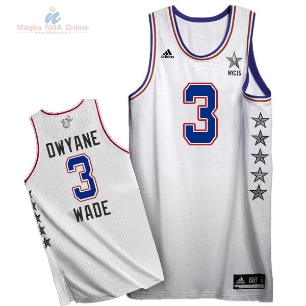 Acquista Maglia NBA 2015 All Star #3 Dwyane Wade Bianco