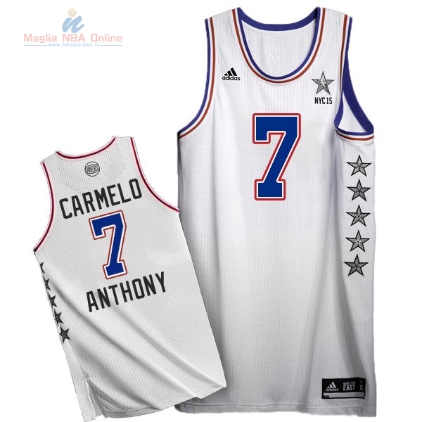 Acquista Maglia NBA 2015 All Star #7 Carmelo Anthony Bianco