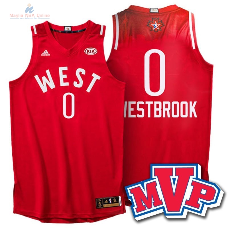 Acquista Maglia NBA 2016 All Star #0 Russell Westbrook Rosso