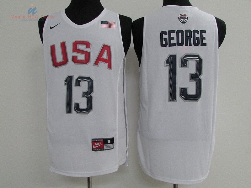 Acquista Maglia NBA 2016 USA #13 Paul George Bianco