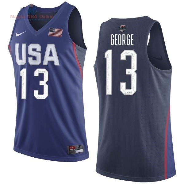 Acquista Maglia NBA 2016 USA #13 Paul George Blu